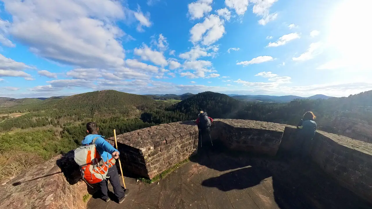 Another selfie of the three of us from the back on the ramparts of the castle overlooking the Palatinate Forest.