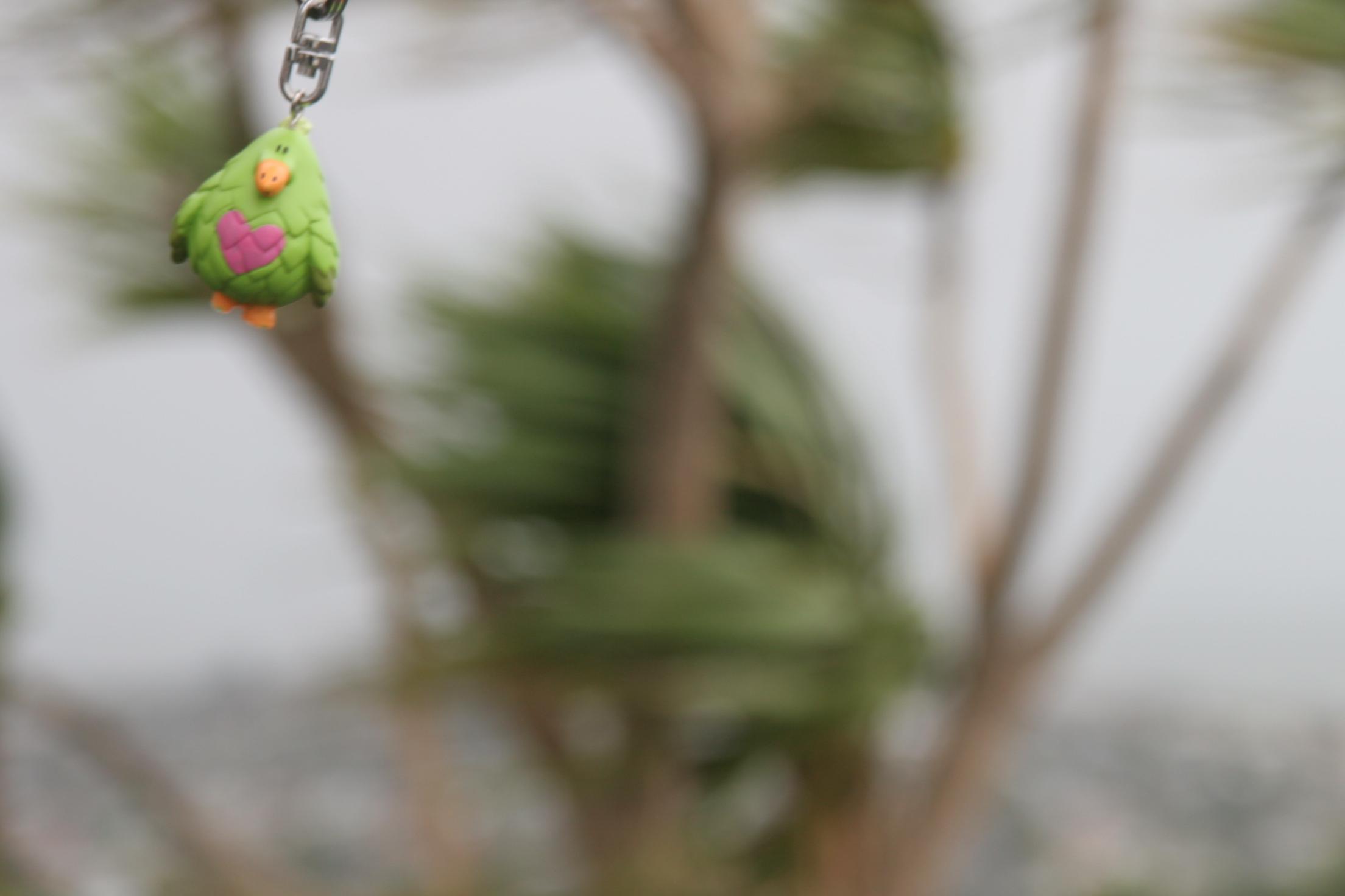 GG schwingt an seiner Kette im Wind