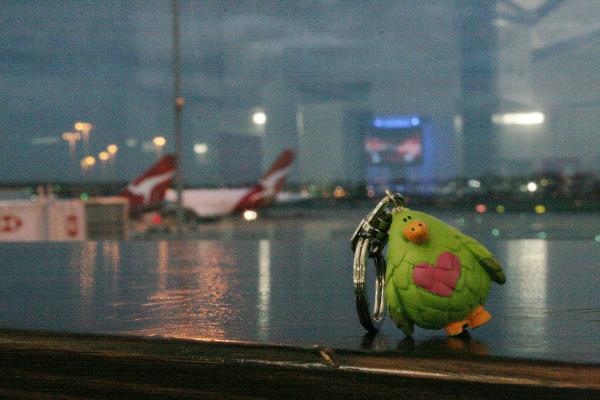 Der Grüne Gustav in der Dämmerung am Flughafen Sydney